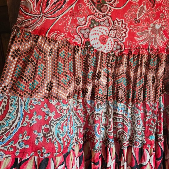 Solitaire Tiered Maxi Skirt Sz L - Picture 3 of 8